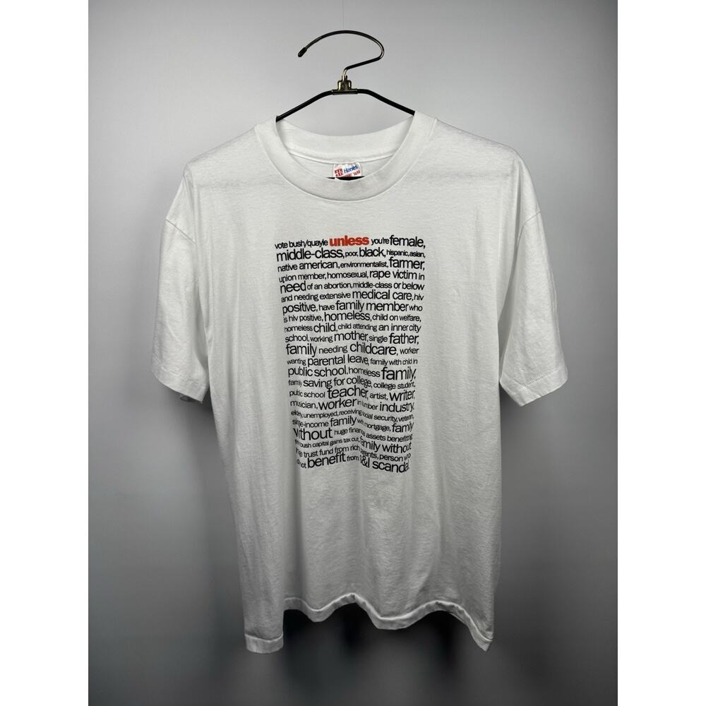 Vintage 1992 Bill Clinton Gore Anti Bush Quayle RARE Political Shirt XL 24x28